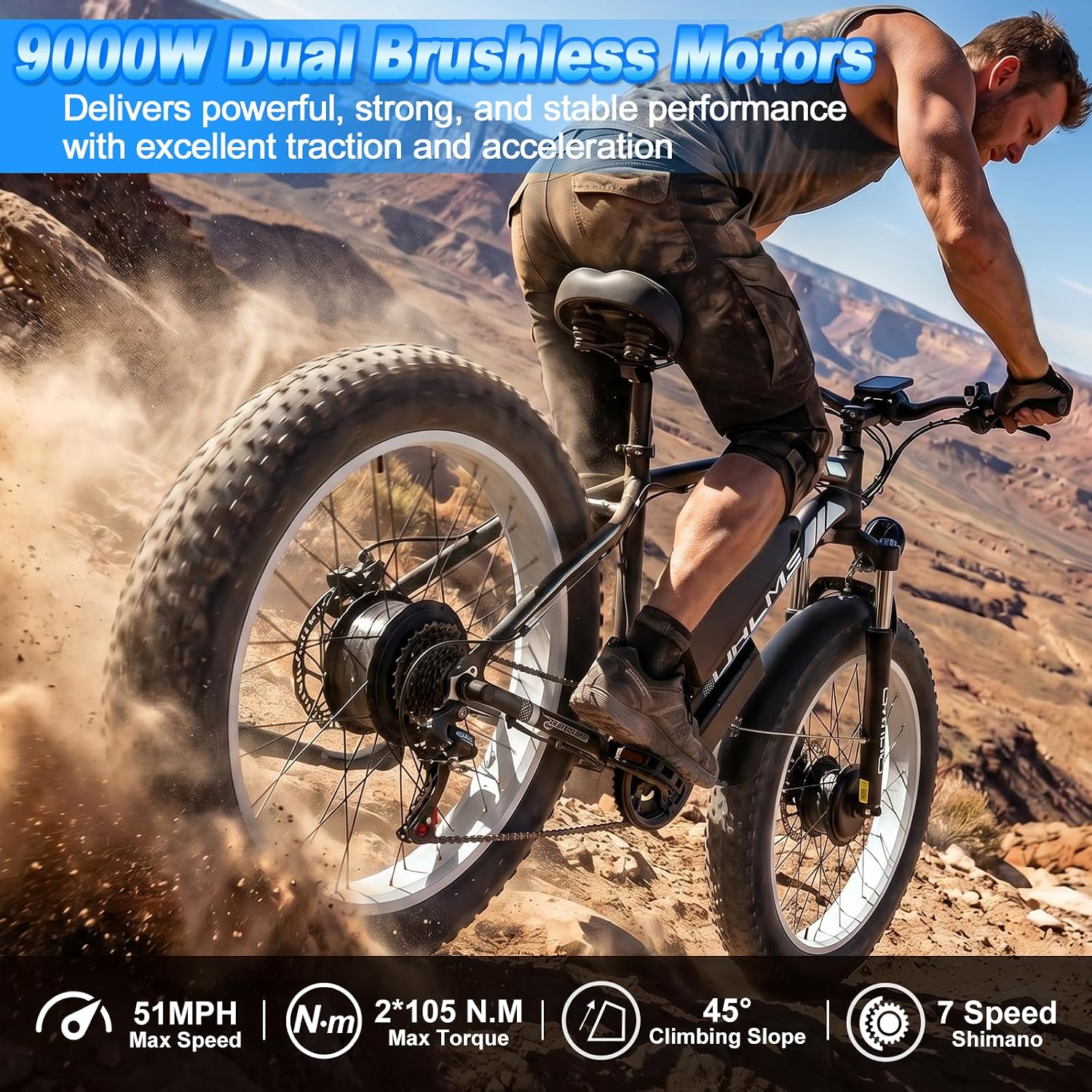 ORLMS 26" TS60 9000W Dual Motor Electric Bike