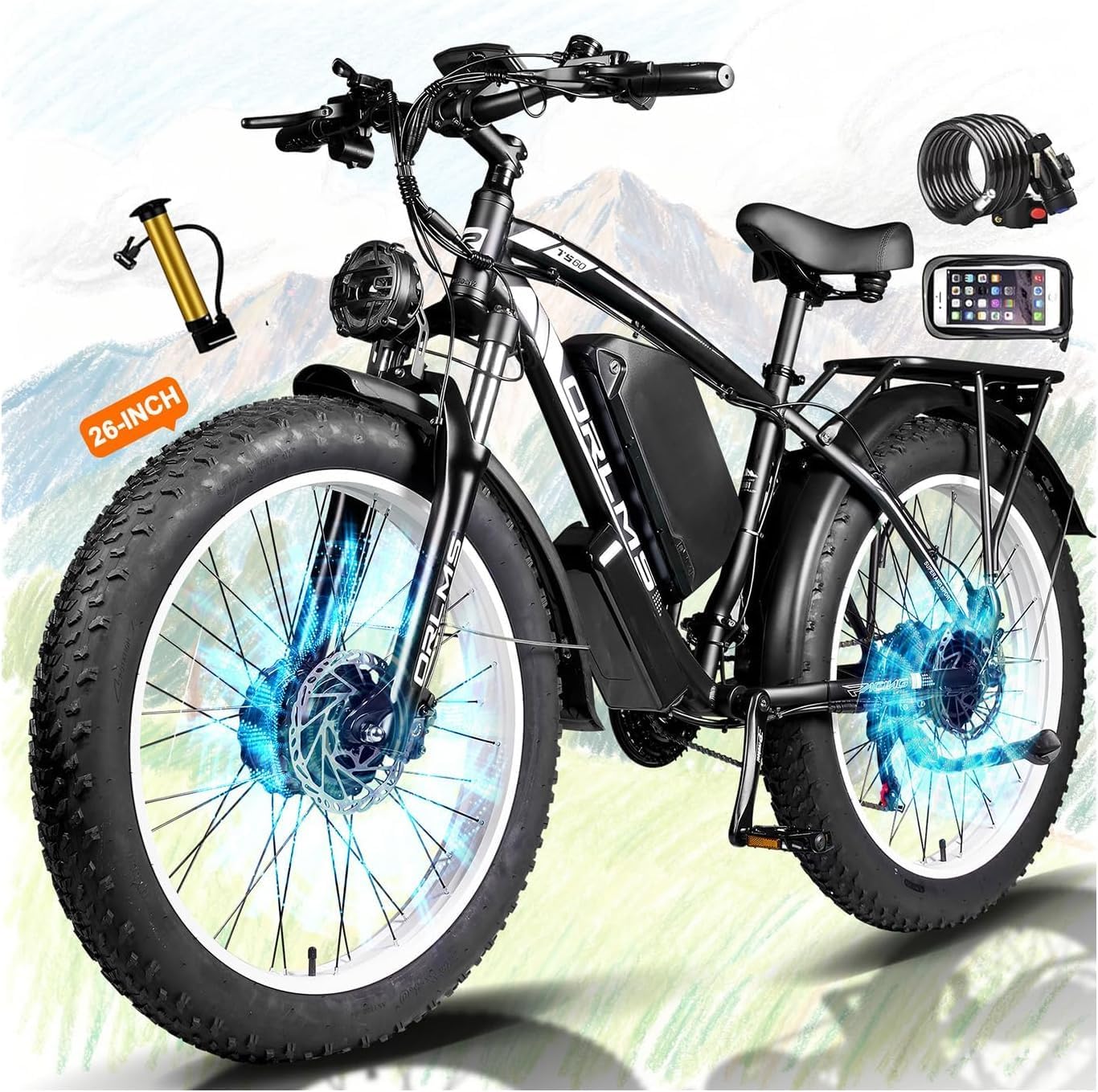 ORLMS 26" TS60 9000W Dual Motor Electric Bike
